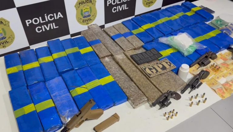 MEMBROS DE ORGANIZAÇÃO CRIMINOSA ATUANTE NO MARANHÃO E PIAUÍ SÃO PRESOS E POLÍCIA APREENDE CERCA DE 30 KG DE DROGAS E ARMAS
