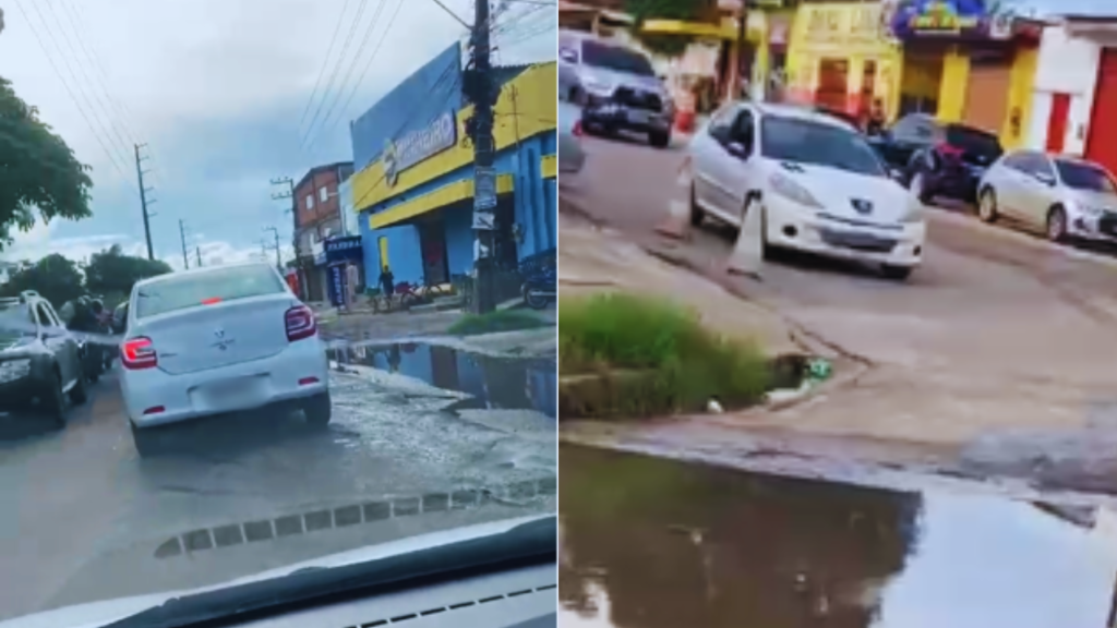 Buraco em avenida do Parque Vitória gera perigo e revolta moradores