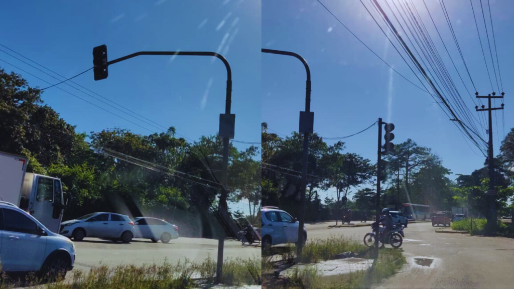 Semáforo apagado na estrada de Ribamar preocupa motoristas