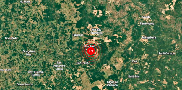 Tremor de 3.9 atinge São João do Soter e é sentido em cidades vizinhas no Maranhão